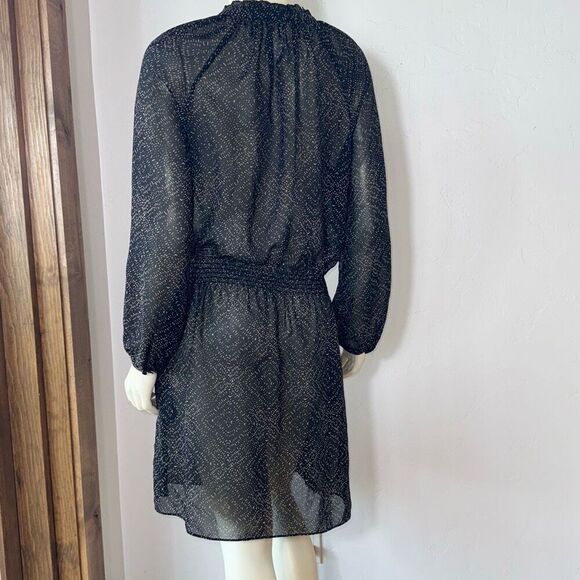Lauren Ralph Lauren Woman's Black & Tan Semi Sheer Chiffon Pattern Dress Size 10 - Picture 8 of 14